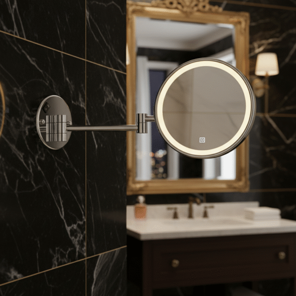 MM-8225A 3X LED Round Mirror (Brass + Glass)